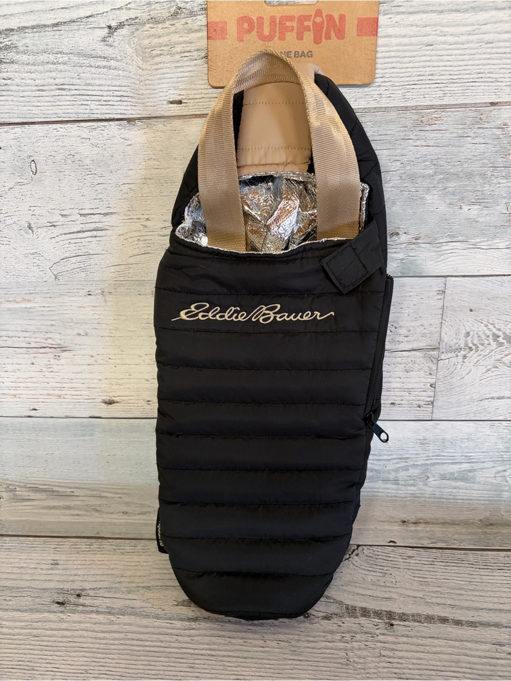 Eddie Bauer Black Puffin Insulated Bottle Carrier